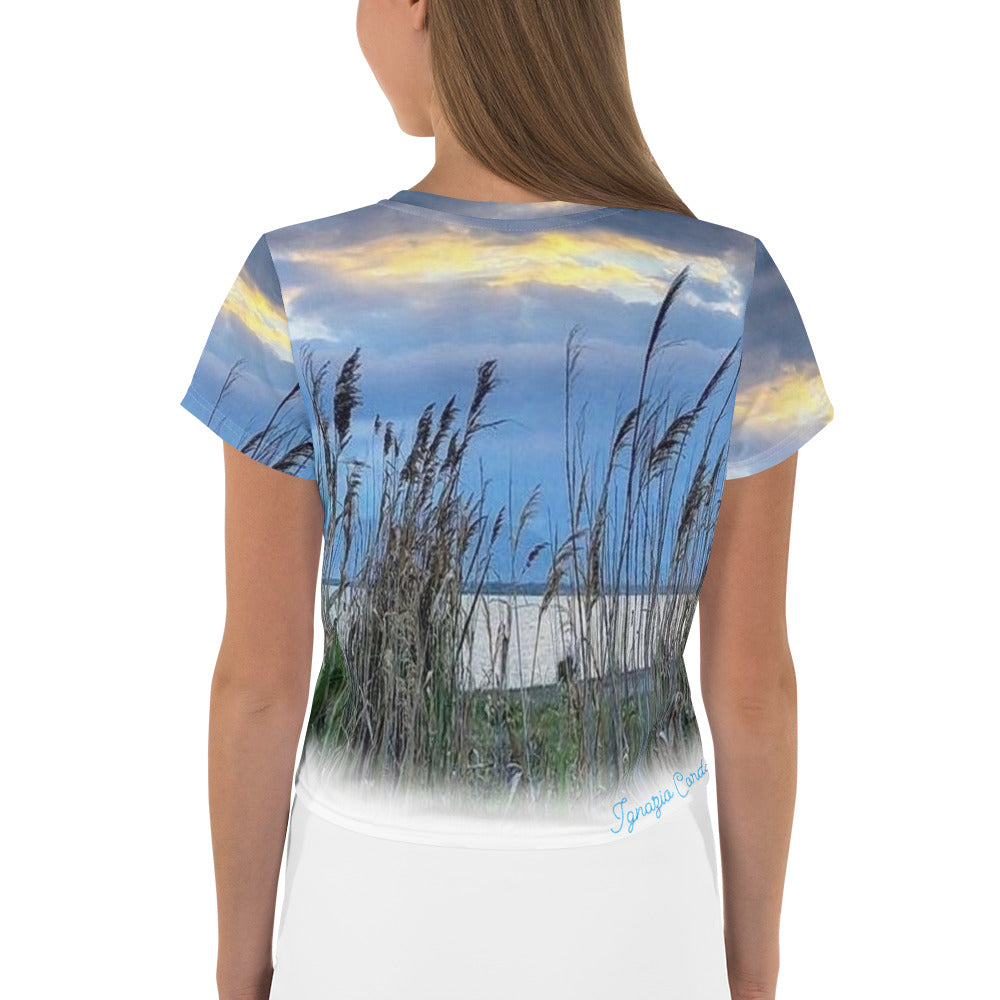 Ladies OL Sea Oats Print Crop Tee