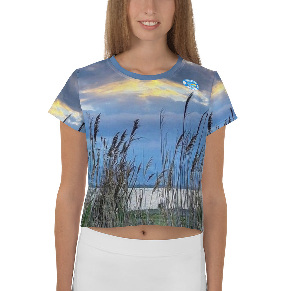 Ladies OL Sea Oats Print Crop Tee