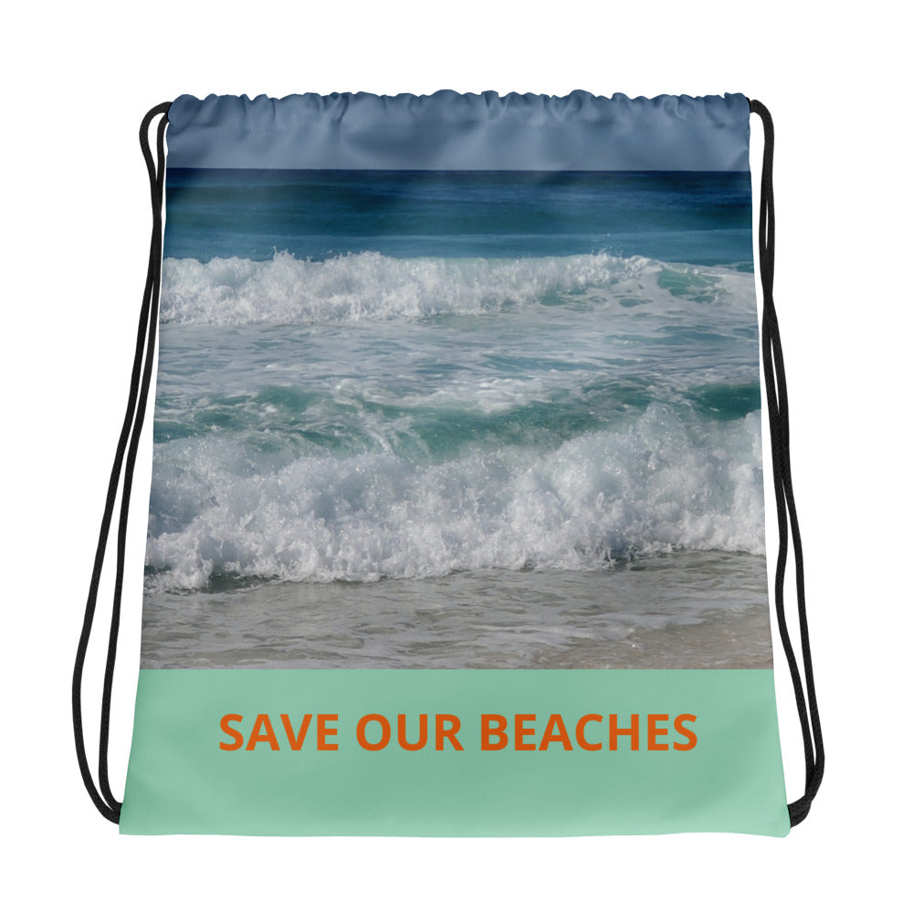 Save Our Beaches drawstring bag