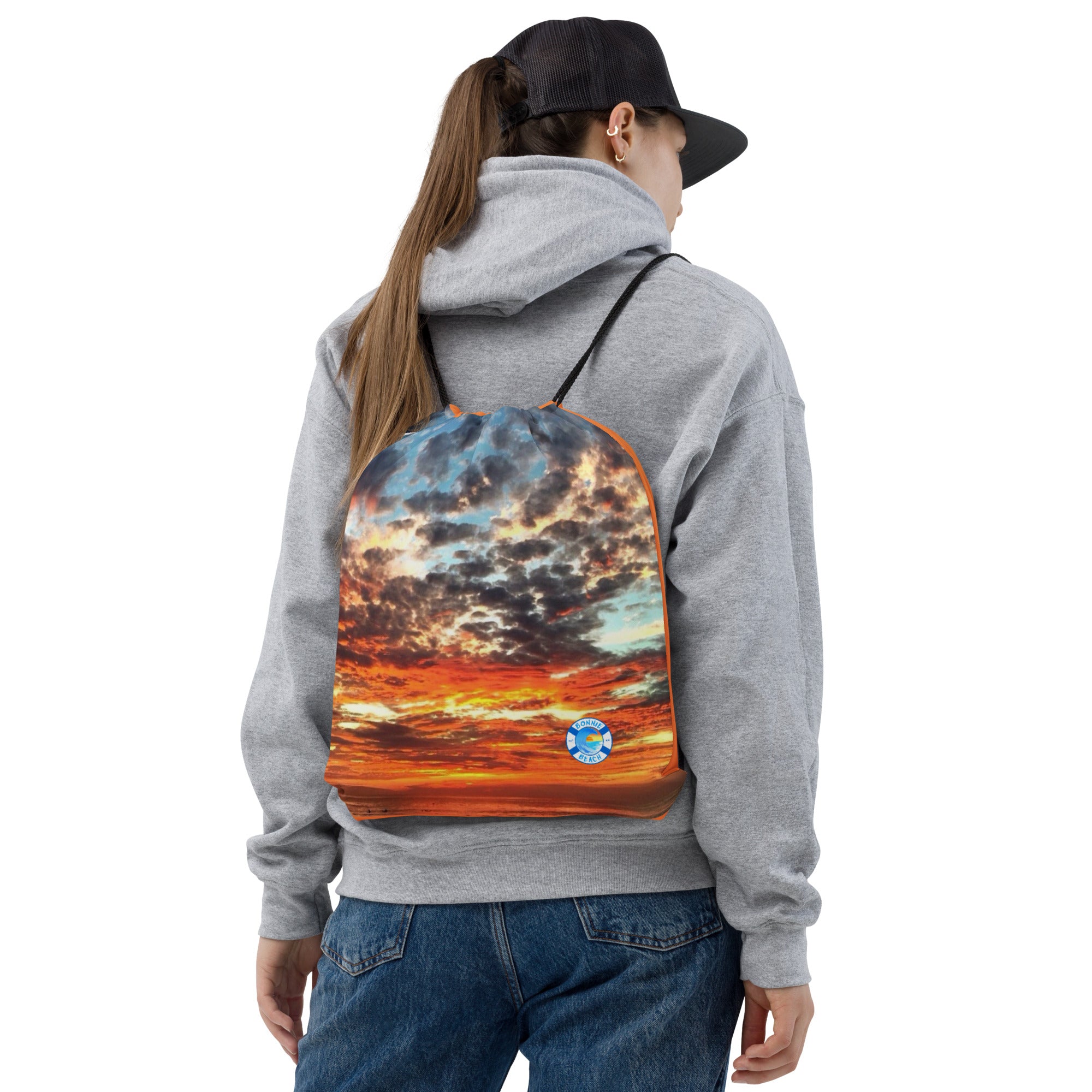 Earth Day Sunset drawstring bag