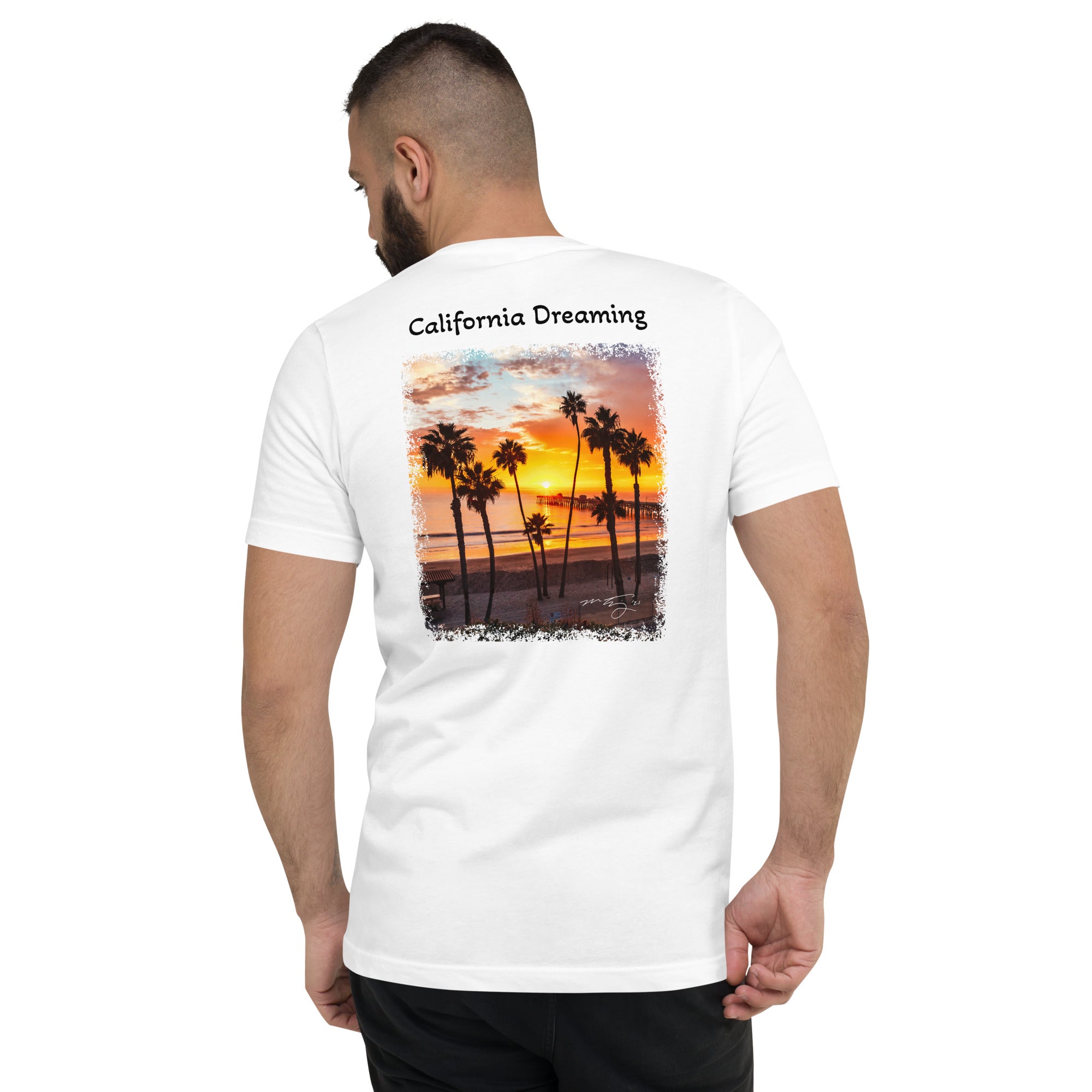 "BB"  Short Sleeve V-Neck T-Shirt California Dreaming on back